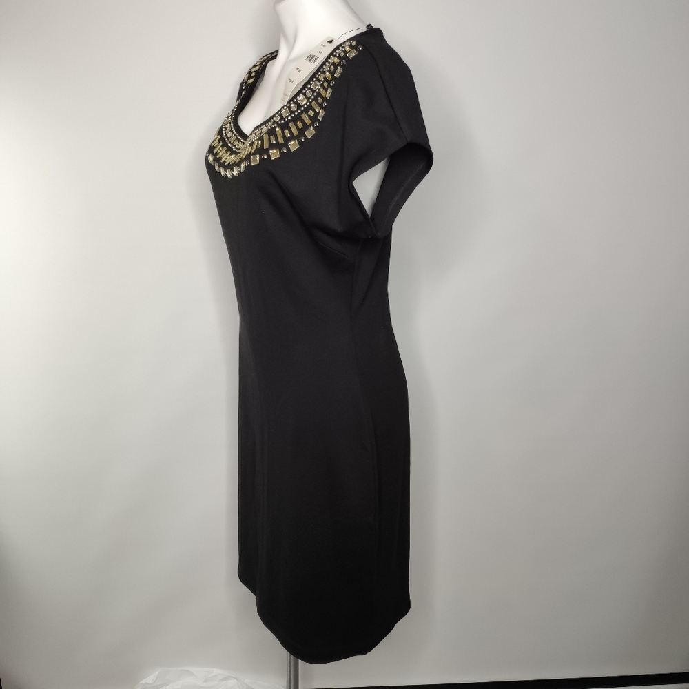 Grayse Black Dress NWT Size XL Embellished Neck - Picture 2 of 10
